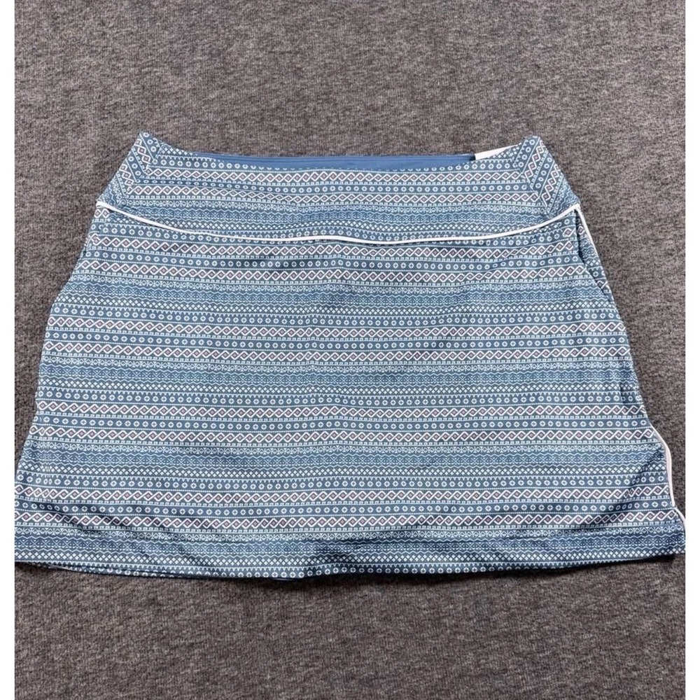 Puma Blake Skirt Womens Large Blue Geometric High Waist Golf Tennis Skort UPF 40